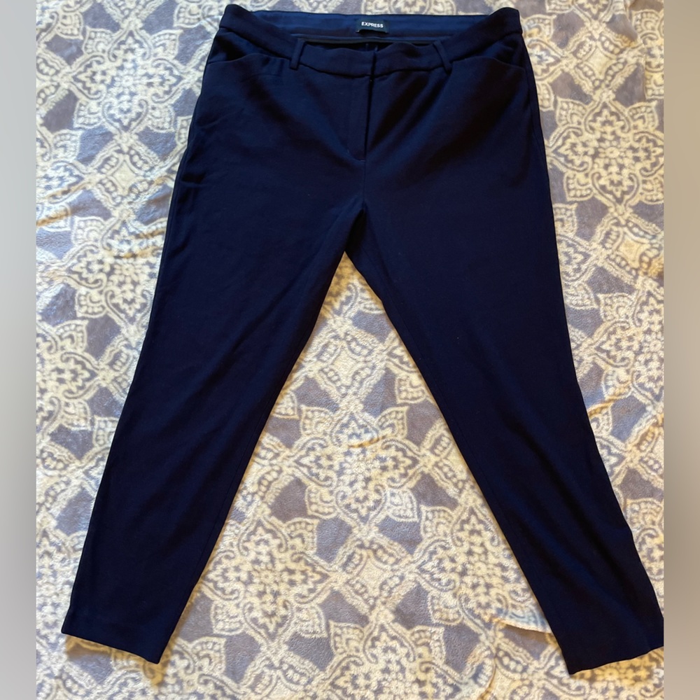 Express Stretch + Skinny Midrise Navy Dress Pant